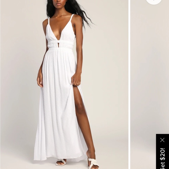 Lulus Soiree Sweet White Swiss Dot Sleeveless Maxi Dress - Picture 5 of 5